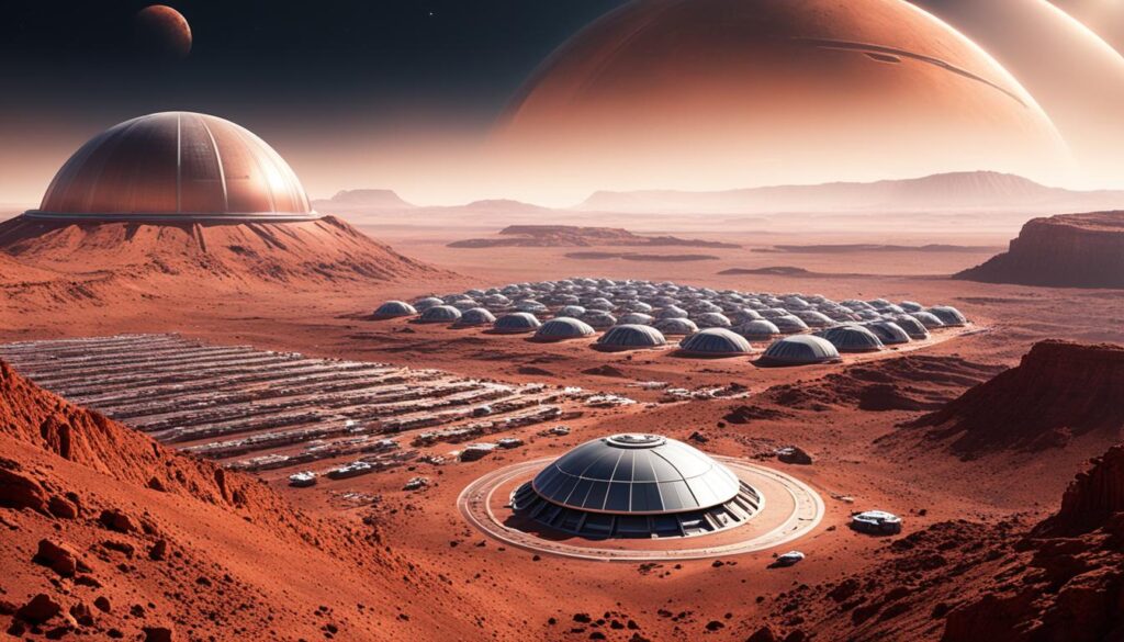 Sci-fi depiction of Mars settlement